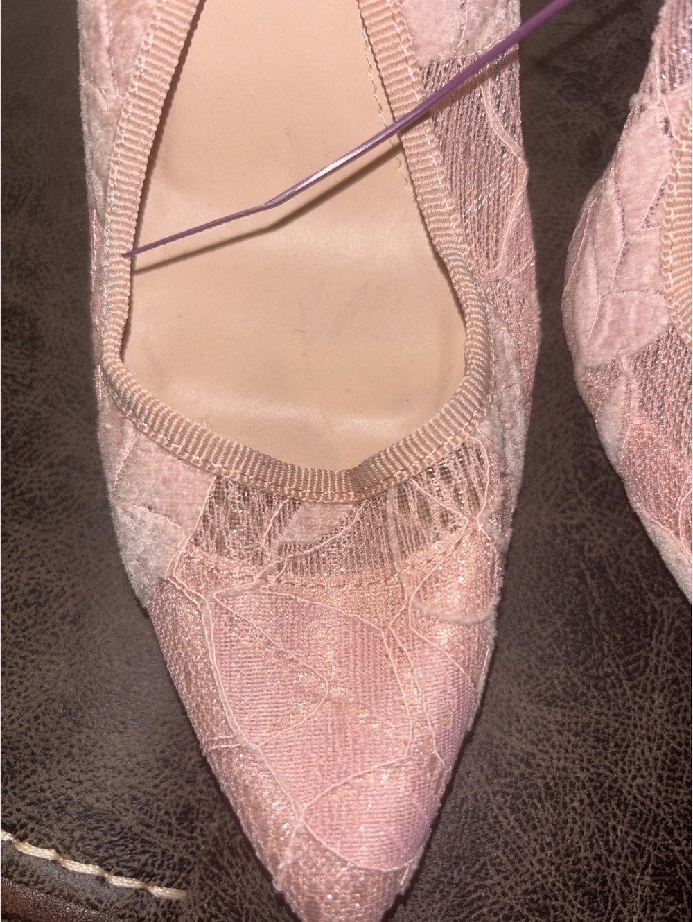 Lulus Pink Lace Pointed Toe Slingback Heels Womens Size 8 Stiletto Pumps - Picture 2 of 6
